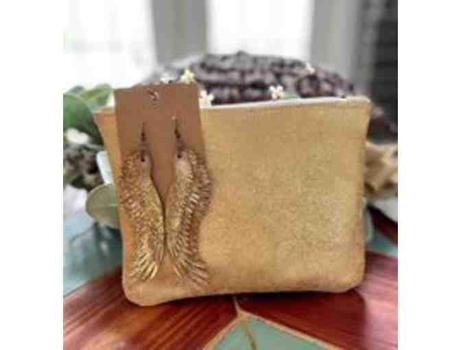 Handmade Leather Bag with Angel Wing Earrings - Photo 2