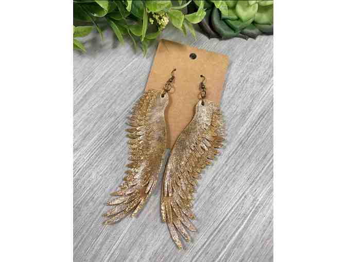 Handmade Leather Bag with Angel Wing Earrings