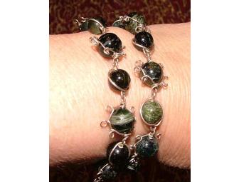 Agate and Twisted Silver Wire Bracelet