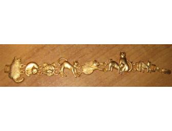 Vintage Gold Tone Cat Bracelet