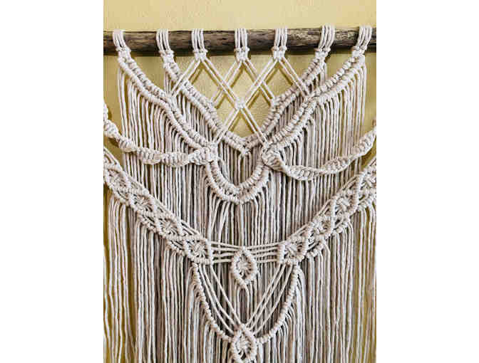 Cream Macrame and Driftwood Wall Hanging