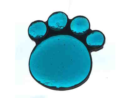 Artisan-Crafted Stained Glass Paw - Turquoise