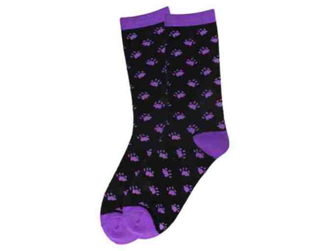 All over paws socks (womens) - Purple Paws - Photo 1