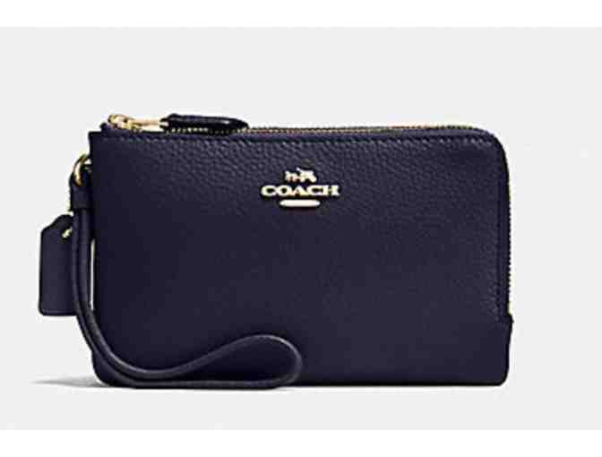 COACH DOUBLE CORNER ZIP WALLET IN POLISHED PEBBLE LEATHER - NWT