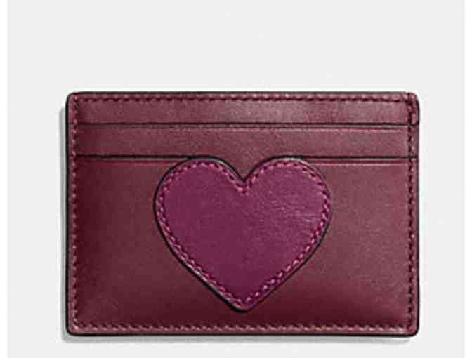 COACH HEART FLAT CARD CASE IN REFINED CALF LEATHER - NWT - Photo 1