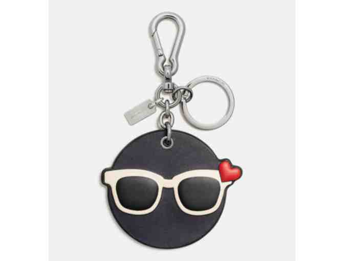 COACH Shady Emoji Sunglass Leather Key Chain/Bag Charm