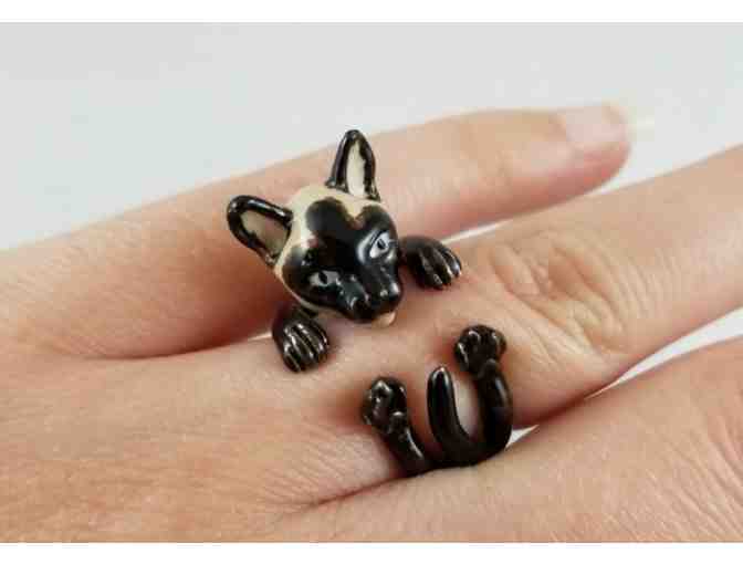 Cat Fever Sterling Silver Hug Ring - Siamese - size 6 - Photo 2