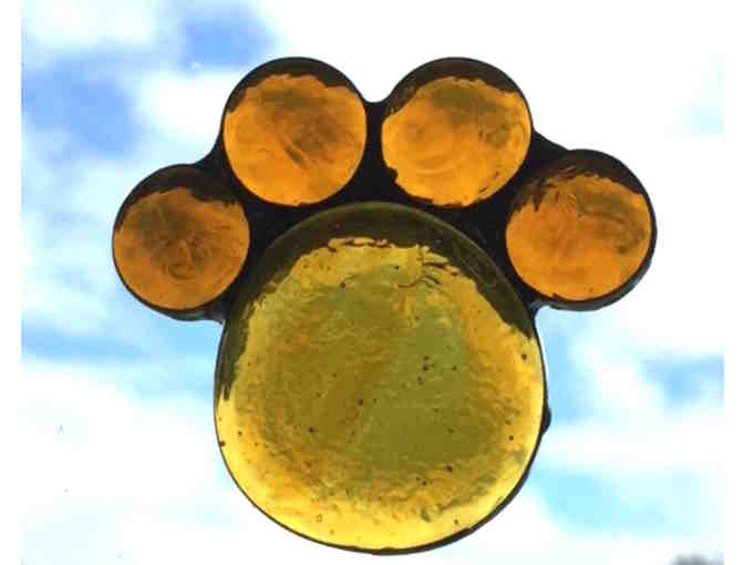 Artisan-Crafted Stained Glass Paw - Gold - Photo 1