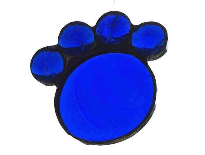Artisan-Crafted Stained Glass Paw - Deep Sea Blue - Photo 1