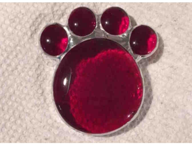 Artisan-Crafted Stained Glass Paw - Ruby - Photo 1