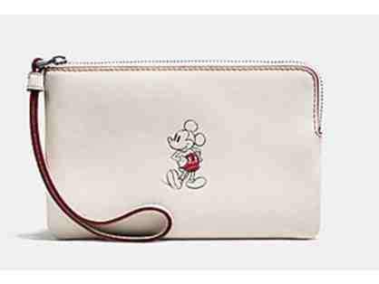 COACH CORNER ZIP WRISTLET IN GLOVE CALF LEATHER WITH MICKEY