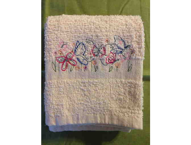 Set of 3 Embroidered Hand Towels - Frog, Butterfly and Spiderweb