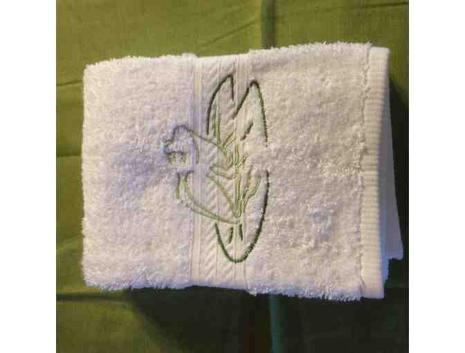 Set of 3 Embroidered Hand Towels - Frog, Butterfly and Spiderweb