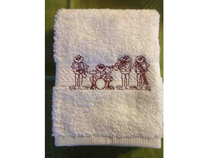 3 Embroidered Hand Towels - Snowflake, Celebrate & Frog