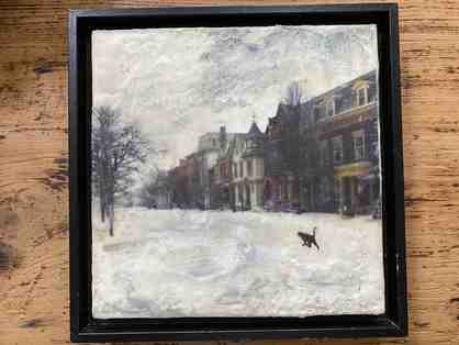"Winter Cat Walk" Encaustic Painting on Canvas by Maria Kolodziej-Zincio