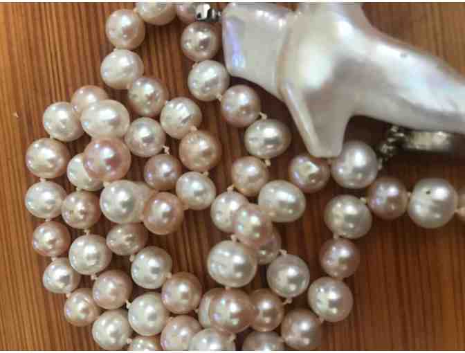 Baroque cultured pearls in cream and pink champagne