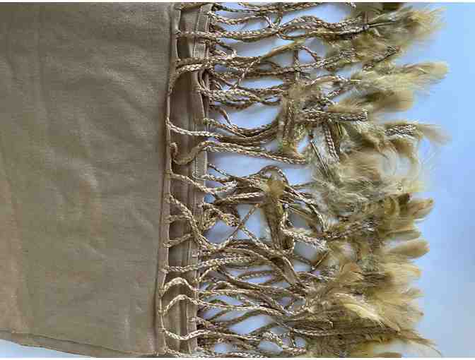Butterscotch Color Fashion Feathered Wool Scarf