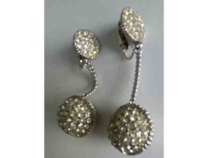 Vintage Pave Clip On Drop Earings - Photo 2