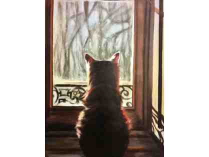 "Cat in Window" Painting