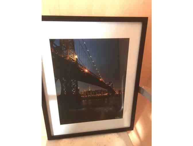 Gorgeous color photo of NYC skyline behind Manhattan Bridge - Photo 1