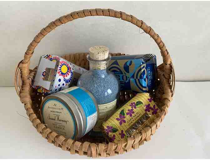 Basket of 3 Claus Porto Soaps and Aromafloria Bath products