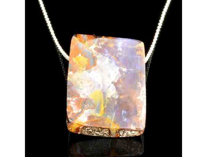 Freeform Cut Boulder Opal Pendant With Chain - Photo 1