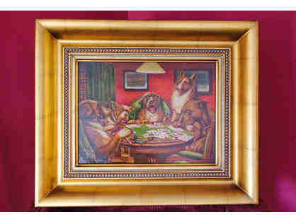 Dogs Playing Cards Framed Painting 24"X20"