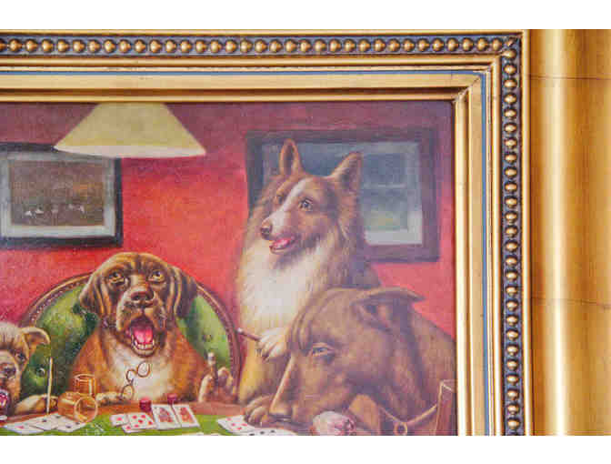 Dogs Playing Cards Framed Painting 24'X20'