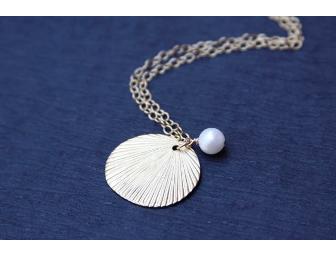 Gold Shell Necklace with Saltwater Pearl