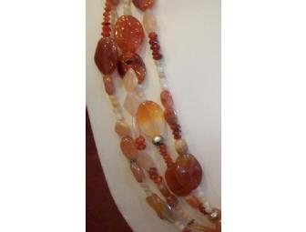 Cornelian, Citrine and Moon Stone Necklace