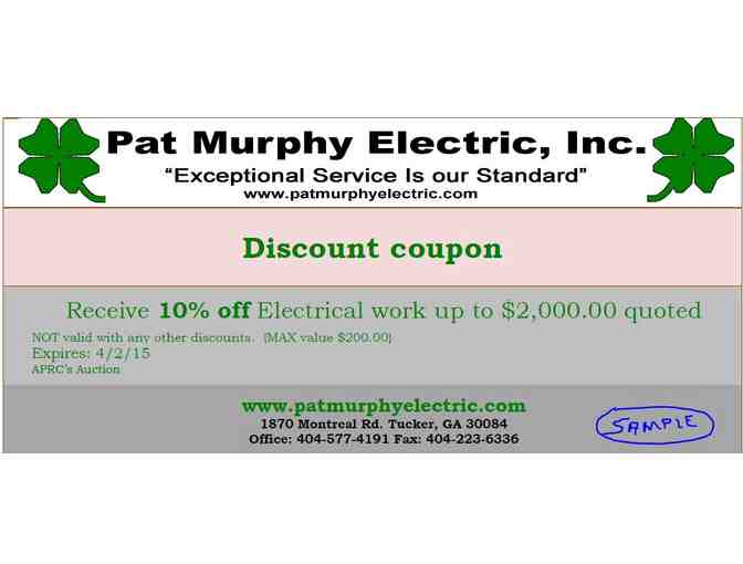 Pat Murphy 10% off Electric Services
