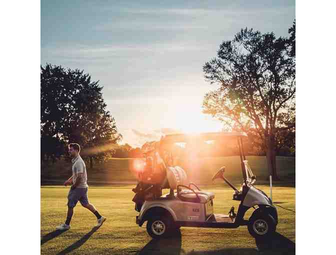 Foursome with Carts at Galloping Hill Golf Course