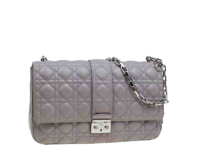 Christian Dior Gray Cannage Leather Miss Dior Medium Flap Shoulder Bag - Photo 1