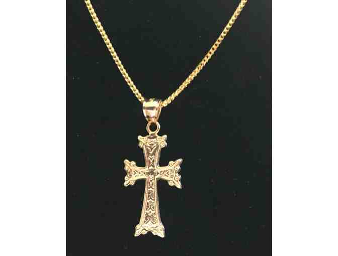 14k Yellow Gold Armenian Cross with 18' chain