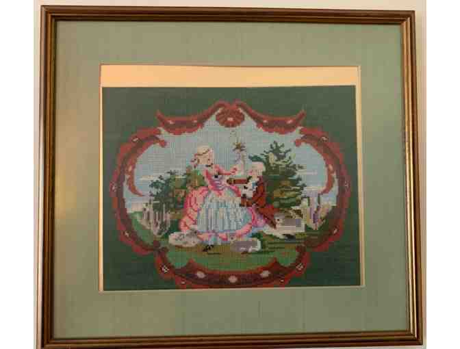 Needlepoint 'Romeo & Juliet'.- Framed