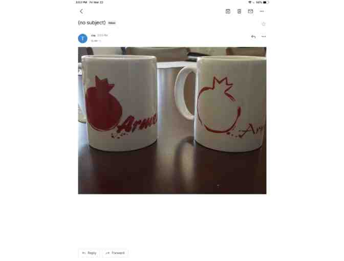 Two Mugs, hand painted Armenian motif