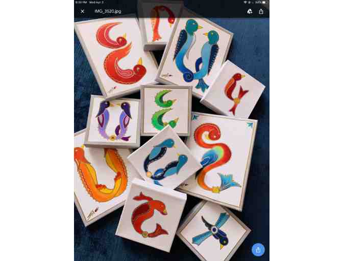 8x10 Custom One-of-a-Kind Hand Painted Trchnakir ( Bird Font)  Armenian letter.