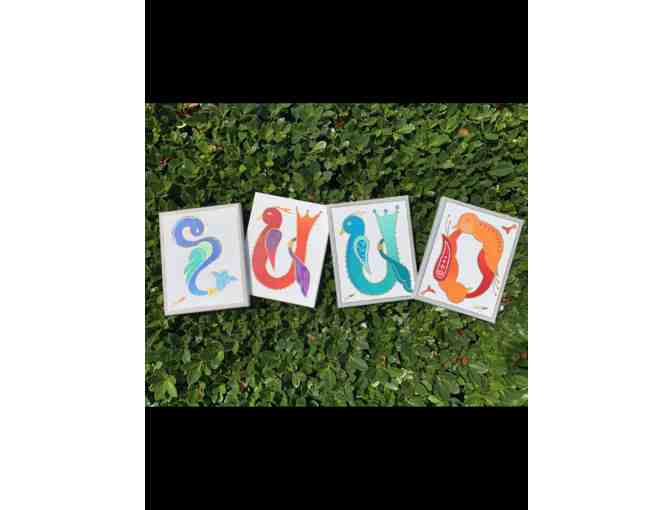 8x10 Custom One-of-a-Kind Hand Painted Trchnakir ( Bird Font)  Armenian letter.