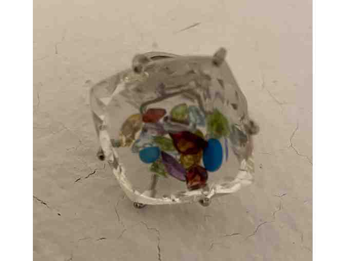 Sterling Silver Ring with Gems