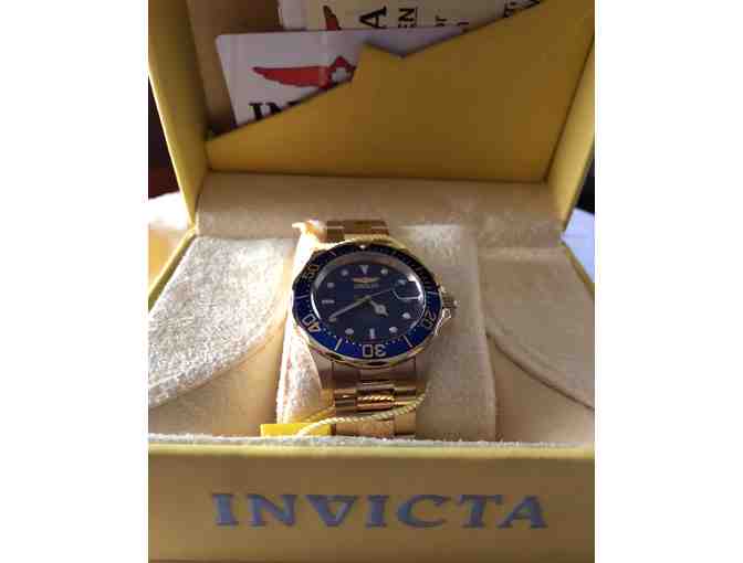 Invitca Men's 17058 Pro Diver Quartz 3 Hand Blue Dial Watch