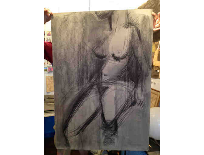 Female Nude charcoal on paper. by late NYC artist
