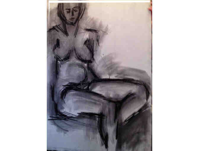 Female charcoal Nude on Fabriano Paper by late museum artist