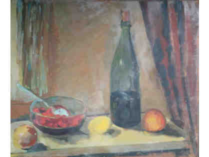 Still Life with Wine bottle oil on canvas board