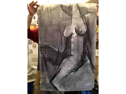 Female Nude charcoal on Italian Fabriano Paper by late NYC artist