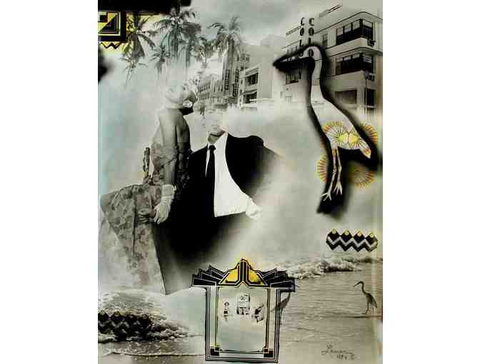Art Deco Miami Beach Herons Photographic painting DIGITAL Archival PRINT OF ORIGINAL - Photo 1