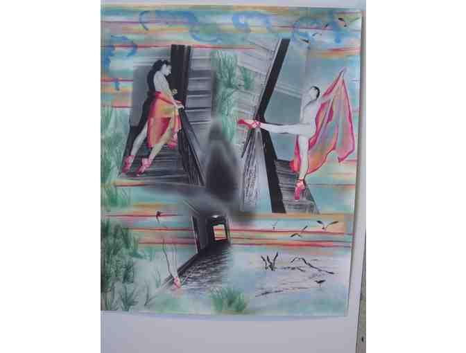 Dance on Stairs in NYC photographic painting c painting DIGITAL PRINT OF ORIGINAlL - Photo 1