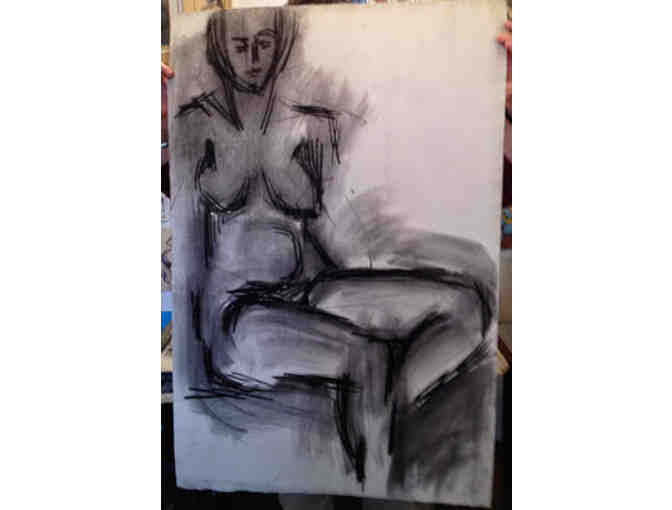 Female Nude charcoal drawing by late NYC artist