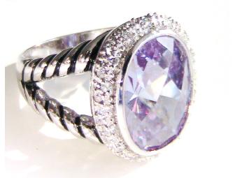 STERLING SILVER & LT AMETHYST CZ OVAL RING sz 6