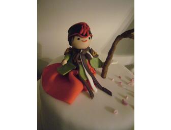 'themed' double tiered fondant cake by Bo Lee