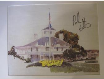 One (1) Bubba Watson signed copy of Augusta National Clubhouse watercolor